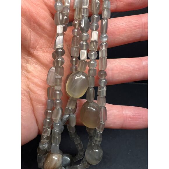 NEW Nate & Etan grey moonstone triple strand necklace with sterling silver clasp - Picture 7 of 12